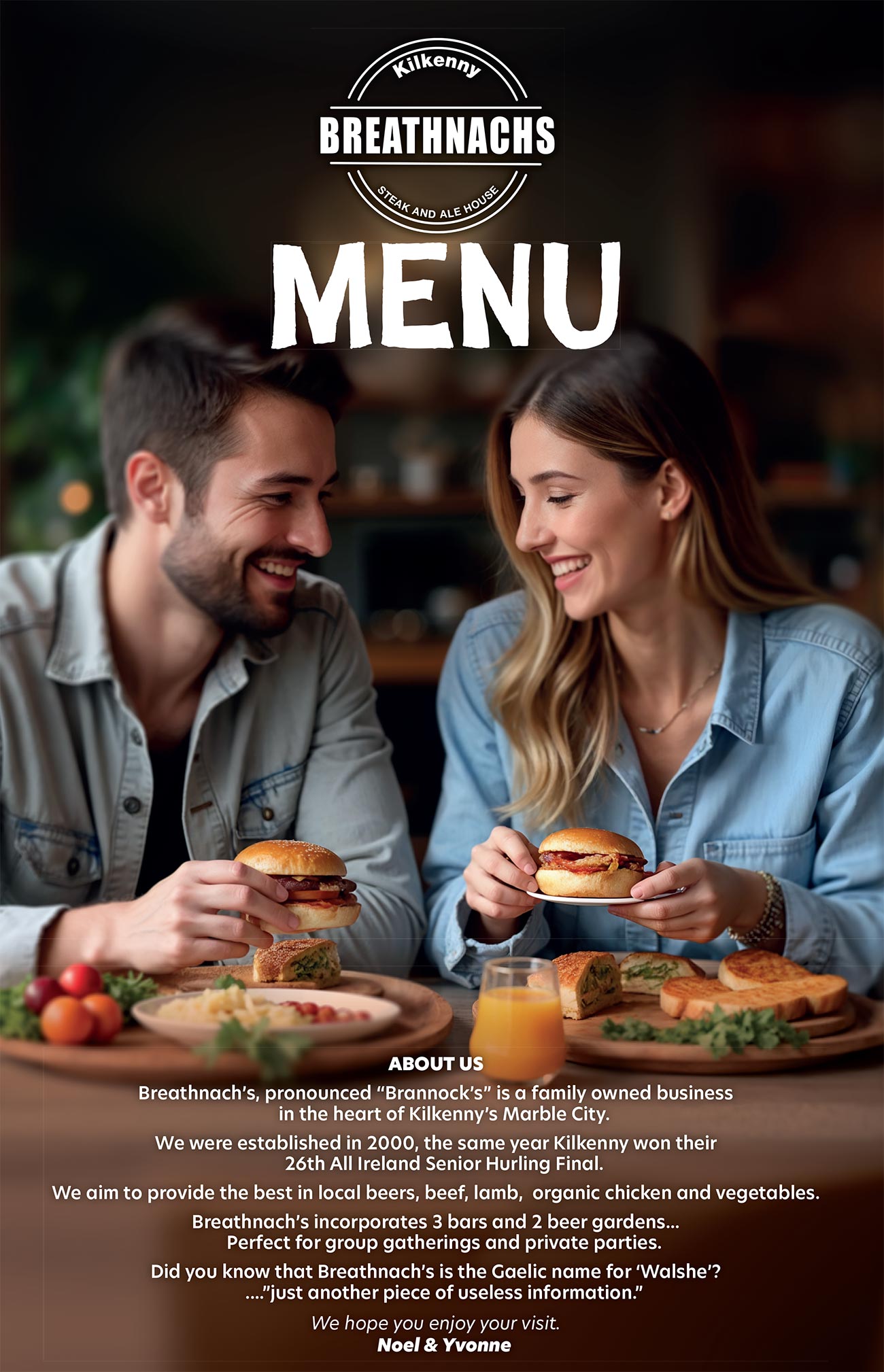 Breathnachs Steak House Kilkenny - Bar Menu