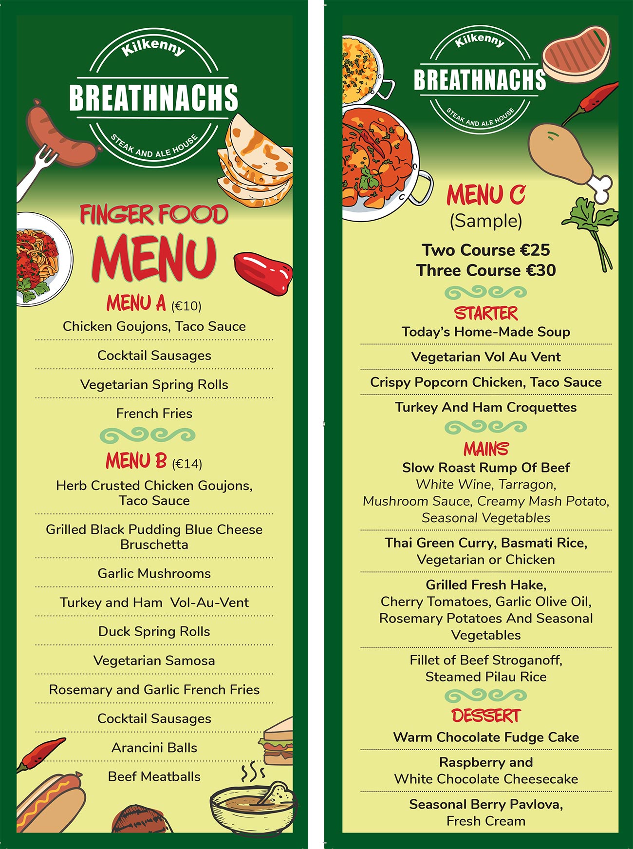 Breathnachs Steak House Kilkenny - Finger Food Menu